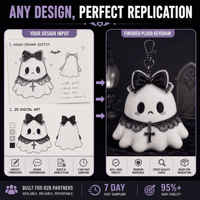 Fabricant de porte-clés en peluche fantôme gothique personnalisés OEM ODM, vente en gros de pendentifs de sac en peluche moelleux, approvisionnement direct usine