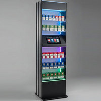 Vitrine de présentation de cigarettes haut de gamme en verre trempé pour magasin de tabac avec écran LCD