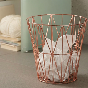 Cesta de Almacenamiento de Alambre con Acabado en Oro Rosa, Organizador Redondo de Metal, Diseño Minimalista para Baño - Product Image 1