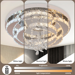 Lustre de luxe pour la décoration de la maison, luminaire de plafond en acier inoxydable et cristal pour salle à manger - Product Image 3