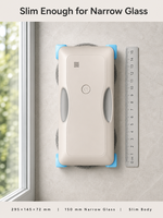 Kit de robot limpiador de ventanas para casas de tejado en A, lavador robótico de cristal delgado con poste telescópico y cabeza