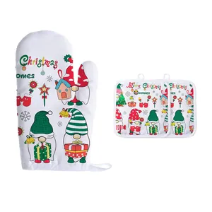 Wholesale Blank Sublimation Oven Mitts Set Heat Resistance Oven Gloves Pot Holders for DIY Kitchen Dining