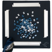 Ensemble de tuiles de mahjong américain en acrylique gravé, motif grue d'origami bleue, de luxe moderne et personnalisé, avec tapis, supports de tuiles, table et cadeaux, pour divertissement portable