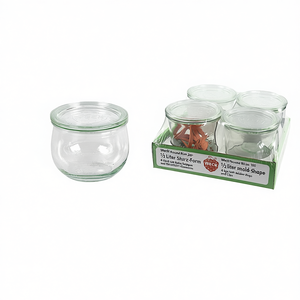 Weck Round Rim Jar 100 Half Liter Mold Shape 4 Pack With Rubber <b>Rings</b> And <b>Clips</b> - Product Image 2