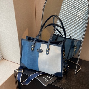 Borsa Tote da donna Vance resistente all'acqua in tessuto PU e Denim con chiusura a cerniera borsa a tracolla Messenger portatile - Product Image 6