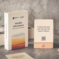 Jeu de cartes personnalisables d'affirmations de gratitude avec support en bois pour présentation sur table de chevet