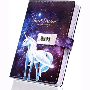 사용자 정의 럭셔리 선물 쓰기 매일 플래너 하드 커버 일정 선물 어린이 흰색 조합 잠금 유니콘 노트북