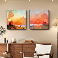 Peinture murale moderne de nature morte, toile horizontale, décoration coucher de soleil, peinture abstraite