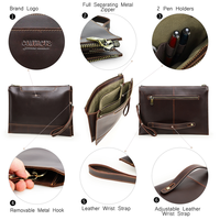 Sac pour ordinateur portable en cuir pleine fleur véritable pour homme, pochette pour ordinateur portable 14,2 pouces, porte-documents multi-zippé pour le bureau et le quotidien