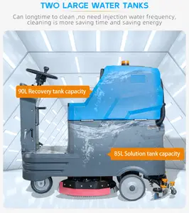 KUER automatische Bodenwaschmaschine Trockner 120 Ah Batterie 85 L/90 L Tank gewerbliche Bodenwaschmaschinen aus Beton