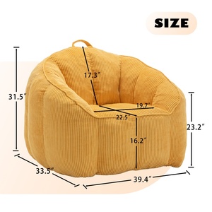Fauteuils poufs confortables en velours côtelé <span class=keywords><strong>de</strong></span> qualité supérieure au design moderne <span class=keywords><strong>pour</strong></span> adultes et adolescents, avec accoudoirs, <span class=keywords><strong>pour</strong></span> le salon - Product Image 5
