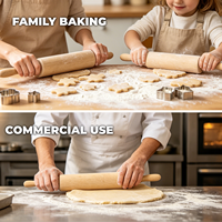 Rouleau à pâtisserie en bois de caoutchouc, rouleau à pâtisserie classique en bois pour la cuisson de la pizza, des pâtisseries, du pain, des biscuits