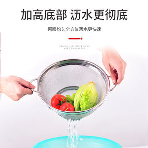 Passoire en acier inoxydable, panier de drainage de cuisine pour légumes, riz, fruits, de qualité 304, ronde avec poignées - Product Image 2