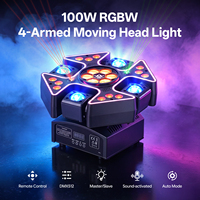 100W 4-Arm Moving Head Wash Beam Laser Licht RGBW Bee Eye LED Rot Grün Sternenhimmel Dynamische Effekte für DJ Bühne Bar