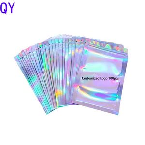 Q Y Custom Print Transparent Holographic Resealable Smell Proof Food Small Ziplock Plastic Packaging Mylar Hologram Bags - Product Image 2