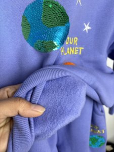 Export Corée Hiver Nouveau Costume en <span class=keywords><strong>velours</strong></span> pour garçons et filles avec sweat-shirt et <span class=keywords><strong>pantalon</strong></span> à motif lettres 100-150cm - Product Image 5
