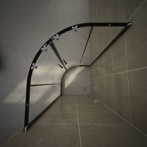 Paroi de douche pliante moderne en forme de secteur, verre trempé transparent 4 mm, avec poignée et drain, pour salle de bain d'hôtel - Product Image 5