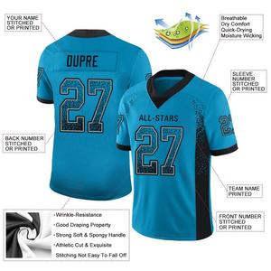 Custom Panther Blue Black-Gray Drift Fashion Mesh Authentic <b>Football</b> Jersey - Product Image 2