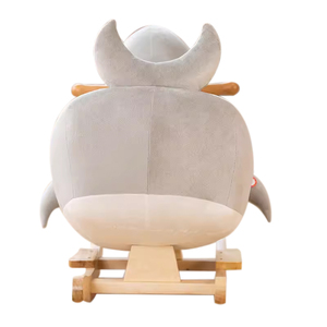 Silla Mecedora de Peluche con Forma de Tiburón Azul para Niños de 1 a 3 Años, Caballito Mecedor de Madera - Product Image 3