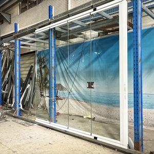 Pérgola de puerta sin marco de entrada de 10mm, accesorios de aluminio, <span class=keywords><strong>precio</strong></span>, sistema de puertas plegables de vidrio, pared de pantalla de partición abatible de rodillo - Product Image 1