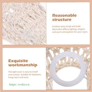 Abat-jour en macramé bohème fait main, 100% coton uni, avec pompon, à clipser, pour accessoires de lustre, en provenance du Vietnam - Product Image 3