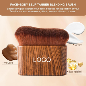 Custom Logo Kabuki Self <strong>Tanner</strong> Applicator Brush Face &amp; Body Soft Vegan Bristles Streak Free Bamboo Eco Friendly Tanning Brush - Product Image 2
