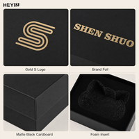 Boîte cadeau rigide à deux pièces avec couvercle et base, insert en mousse personnalisé, logo doré, boîte en carton noir pour montre, bijoux, cosmétiques