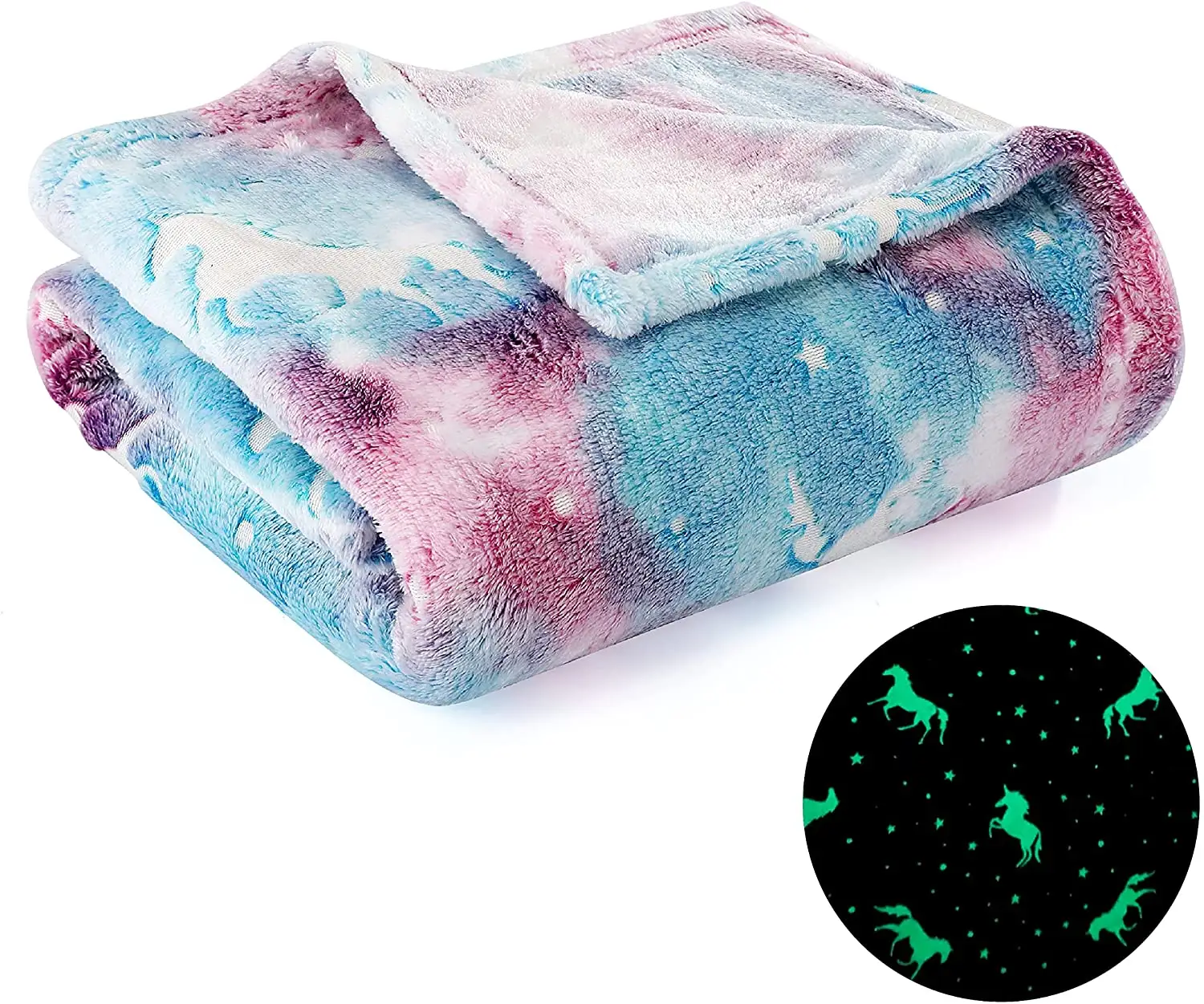 Super Soft 100% polyester flannel Colorful Mermaid Scales Glow in The Dark Throw Blanket for Baby Kids