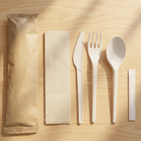 Couverts jetables en plastique BPI sans plastique, compostables OK, couverts en PLA, couteau, fourchette, cuillère, vaisselle biodégradable, couverts de table
