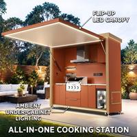 Îlot de cuisine extérieur modulaire moderne de luxe en aluminium avec barbecue, évier, réfrigérateur, four, cuisinière à induction, étanche et pliable