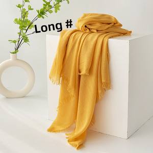 Sciarpa da donna di alta gamma <span class=keywords><strong>serie</strong></span> grigia, tinta unita, stile giapponese, foulard da spiaggia lungo in poliestere vintage con frange in garza - Product Image 6