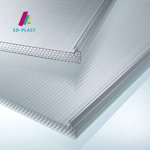 8mm 10mm 12mm Feuille de <span class=keywords><strong>polycarbonate</strong></span> en nid d'abeille transparente à 4 parois en H pour toiture de serre/U-Lock - Product Image 2