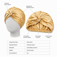 Bonnet de nuit en soie de mûrier torsadé avec nœud, turban en satin, bande élastique froncée, 6 couleurs, vente en gros, logo personnalisé, OEM, ODM