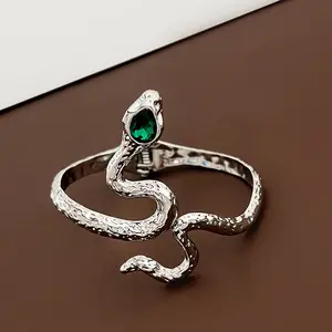 Bracelet émeraude rétro serpentine géométrique de luxe léger bracelet ouvert bijoux pour femmes