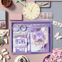 Kit esthétique de 162 pièces pour scrapbooking DIY avec carnet à grille A6, thème papillon rêveur imprimé sur papier
