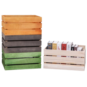 Thùng gỗ trang trí kiểu rustic màu cam, thùng gỗ, hộp quà bằng gỗ - Product Image 2