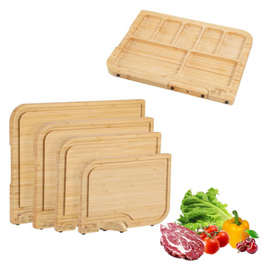 Juego de Tablas de Cortar de Bambú de Cuatro Lados, 5 Piezas, Rectangulares, Antibacterianas, para Preparación de Alimentos - Product Image 1