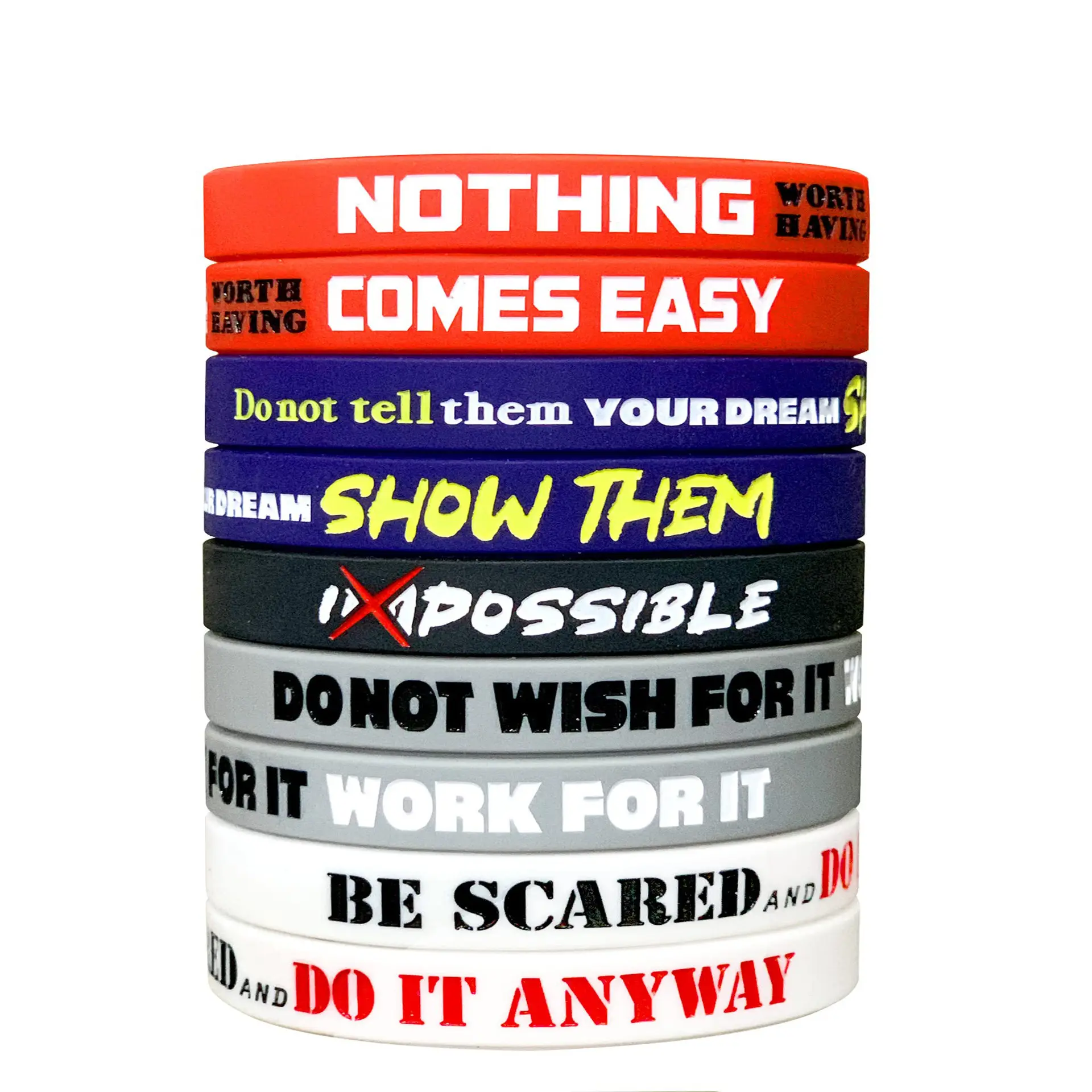 Wowei 2023 Motivational Wristbands Silicone Rubber Bracelets with Inspirational Quotes for Men Women