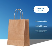 Sac en papier kraft avec logo personnalisé, sac fourre-tout haut de gamme pour les fêtes, emballage pour la restauration, sac en papier en stock