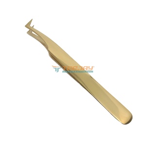 Pince à épiler TEEJAY Plasma Gold L Boot Volume pour extensions de cils, en acier inoxydable, pointe dentelée, manche de 10 mm, prise en main parfaite, antistatique - Product Image 2