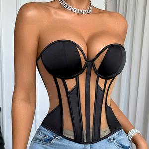 Corsetto Sexy Traspirante in Rete Sottile Stile Europeo e Americano, Top Modellante Trasparente e Interessante - Product Image 4