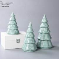 BESTCERA Árbol de Navidad creativo de porcelana con iluminación LED Cerámica Navidad Marvel Decoración Árbol de Navidad de cerámica con luz LED