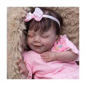 Visage souriant fibre <span class=keywords><strong>cheveux</strong></span> 20 pouces <span class=keywords><strong>50</strong></span> <span class=keywords><strong>Cm</strong></span> bébé poupées nouvelle conception spéciale tissu corps Reborn Bebe jouets pour les cadeaux de fête des enfants - Product Image 1