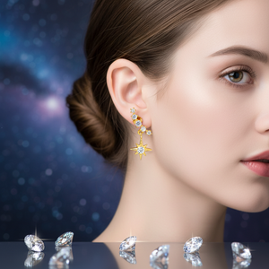 <b>Silver</b> <b>Stud</b> Star Earring Zirconed Pole Star <b>Stud</b> Design Earring Wholesale 925 Sterling <b>Silver</b> Jewelry - Product Image 3
