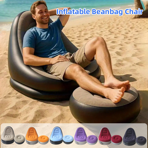 <b>Inflatable</b> <b>Sofa</b> with Footstool Portable Folding Air Couch Living Room Modern Design Outdoor Camping Waterproof Lazy <b>Sofa</b> Seat - Product Image 1