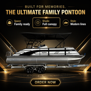 Bateau ponton de luxe Allhouse 2026 en aluminium de 4,6 m avec moteur hors-bord et <span class=keywords><strong>remorque</strong></span> pour la pêche, construction soudée - Product Image 1