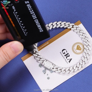 Collier en argent Yu Ying à rangée unique de diamants Moissanite VVS 6 mm 8 mm, chaîne cubaine pour homme, design de bijoux hip-hop pour rappeur - Product Image 4