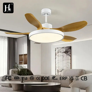 Plafonnier LED moderne à intensité variable, ventilateur de plafond Wifi 5 pales avec lampe pour salon - Product Image 3