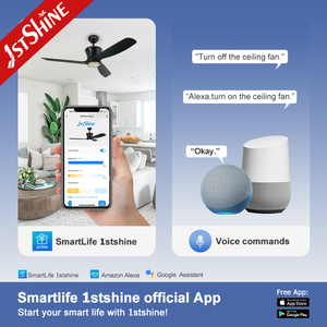 1stshine <span class=keywords><strong>LED</strong></span> quạt trần OEM màu đen mộc mạc bằng gỗ lưỡi chế độ ngủ 3-MÀU <span class=keywords><strong>LED</strong></span> chiếu sáng kiểu dáng đẹp quạt trần với điều khiển thông minh - Product Image 6