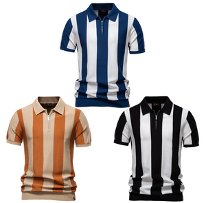 Nouvelle Chemise Homme Tricotée à Rayures Respirante et Anti-Transpiration à Manches Courtes avec Col Revers, Collection Été 2026 – Idéale pour le Commerce International - Product Image 3